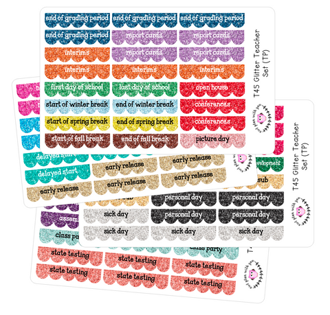 T45 || 88 Teacher Planner Glitter Sticker Set
