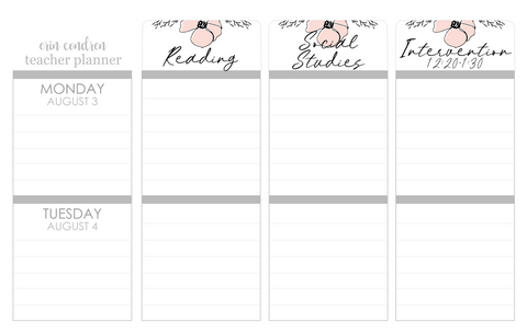 WF01 || Wildflower Neutral Teacher Planner Header Stickers