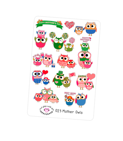O23 || 13 Mother’s Day Owl Stickers