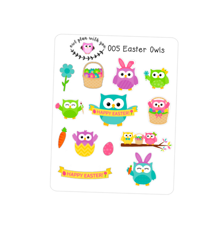 O05 || 13 Easter Owls Stickers