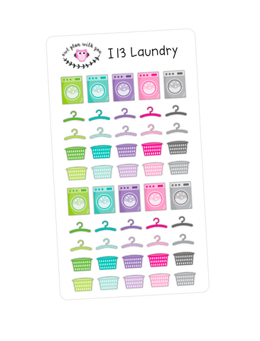 I13 || 50 Laundry Day Stickers