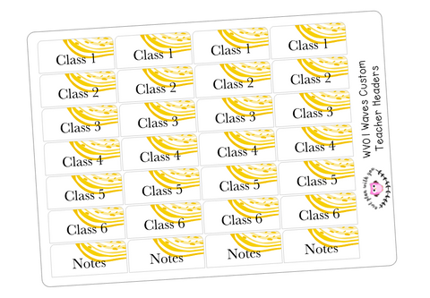 WV01 || Waves Monthly Teacher Planner Header Stickers