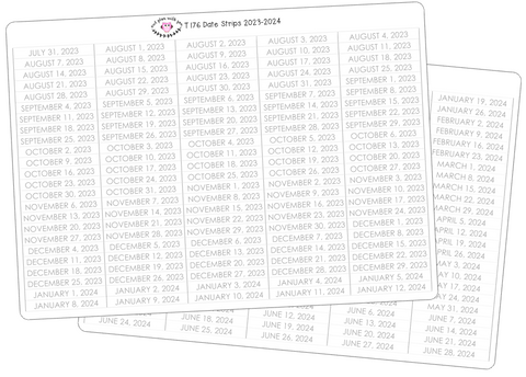 T176 || 240 Grey Date Strip Stickers for the 2023-2024 School Year