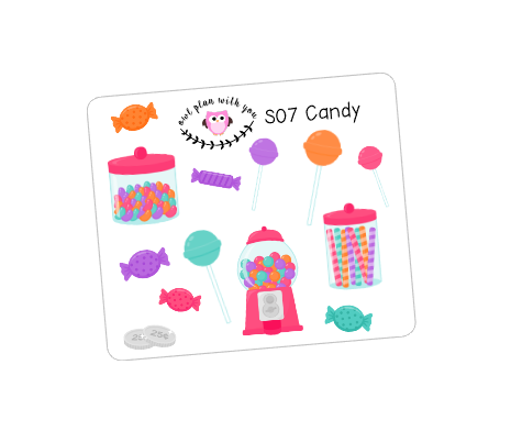 S07 || 12 Sweet Candy Stickers