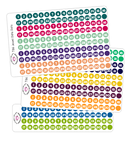 T86 || Jewel Date Dot Stickers