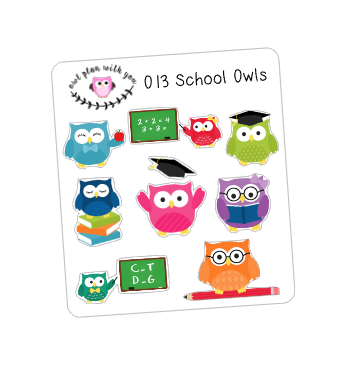 O13 || 9 School Owls Stickers