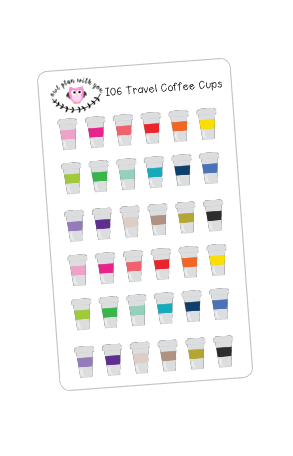 I06 || 36 Coffee Travel Cup Stickers