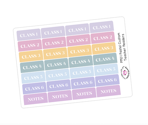 PM01 || Pastel Teacher Planner Header Stickers