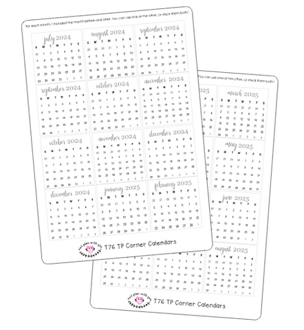 T76 || 2024-2025 Corner Calendar Stickers