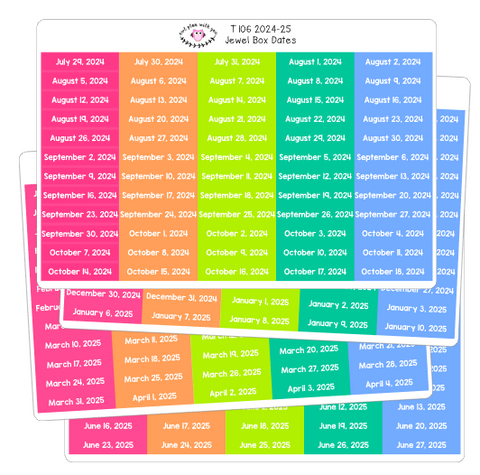T106 || Box Date Stickers for the 2024-2025 School Year