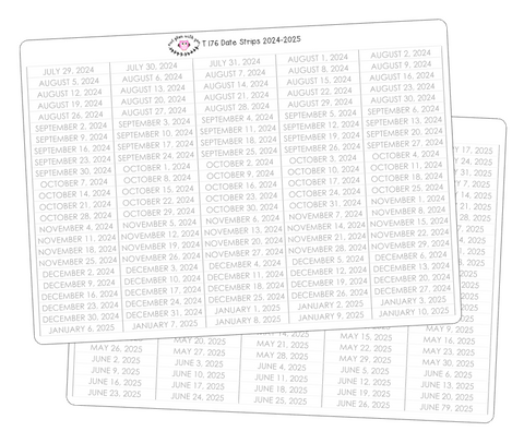 T176 || 240 Grey Date Strip Stickers for the 2024-2025 School Year