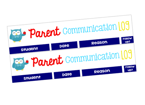 T51 || Owl Parent Communication Log Header Stickers