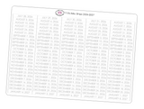T176 || 240 Grey Date Strip Stickers for the 2026-2027 School Year