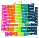 T112 || Watercolor Box Date Stickers for the 2026-2027 School Year