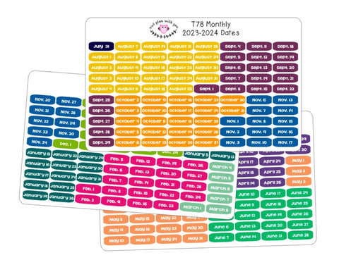 T78 || 240 Date Stickers for the 2023-2024 School Year