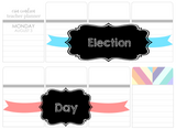 T77 || Ribbon Election Day Full Day Stickers