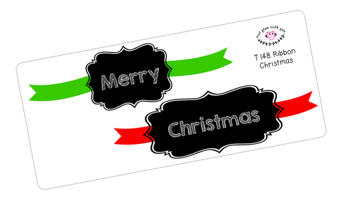 T148 || Ribbon Merry Christmas Full Day Stickers