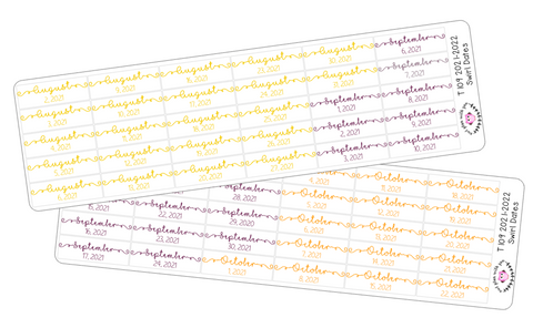 T109 || 240 Swirl Date Stickers for the 2021-22 School Year