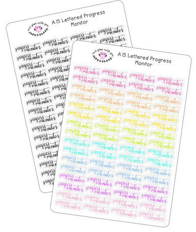 A15 || Hand-Lettered Progress Monitor Stickers