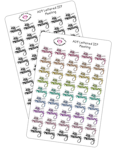 A09 || Hand-Lettered IEP Meeting Stickers