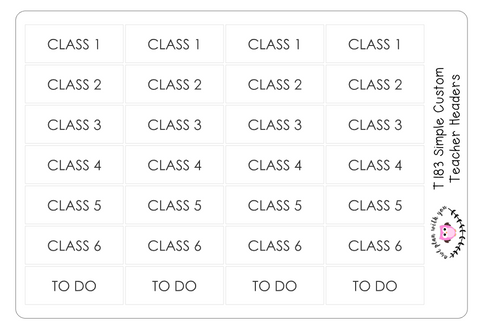 T183 || Custom Simple Teacher Planner Header Stickers