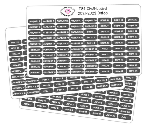 T84 || 240 Chalkboard Date Stickers for the 2021-2022 School Year