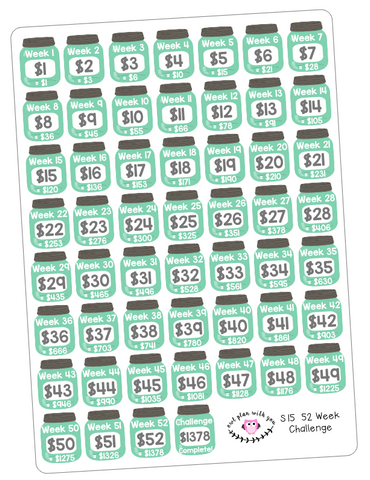 S15 || 52 Week Savings Challenge Stickers