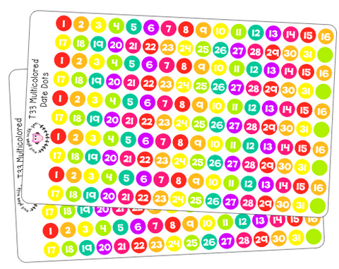 T33 || Multicolored Date Dot Stickers