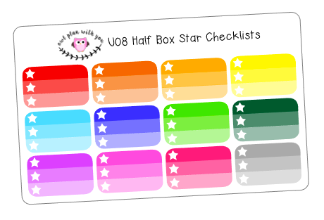 U08 || 12 Half Box Star Checklist Stickers