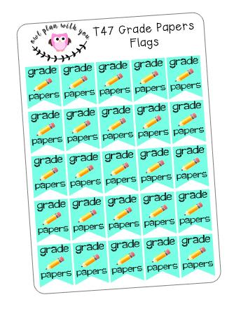 T47 || 25 Grade Papers Flag Stickers