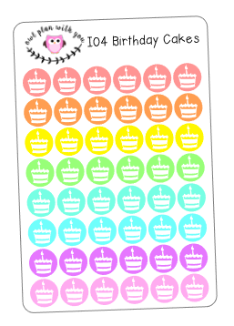  Birthday Cake Icon Planner Stickers and Labels