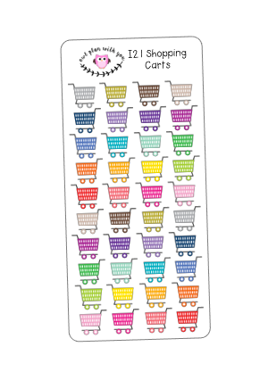 I21 || 40 Colorful Shopping Cart Stickers