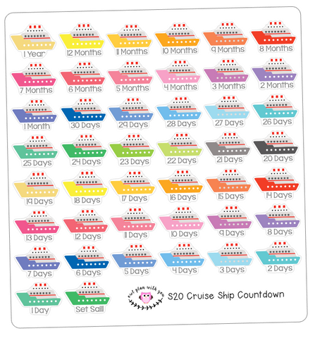 S20 || 12 Month Cruise Trip Countdown Stickers