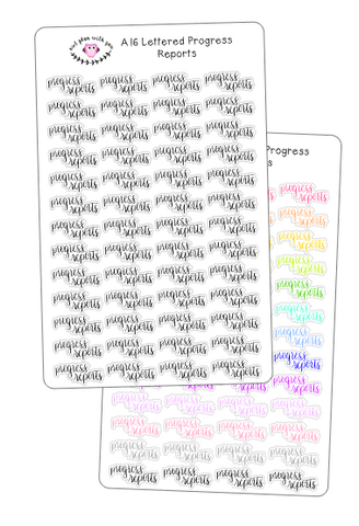 A16 || Hand-Lettered Progress Reports Stickers