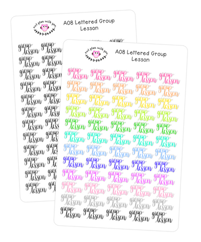 A08 || Hand-Lettered Group Lesson Stickers