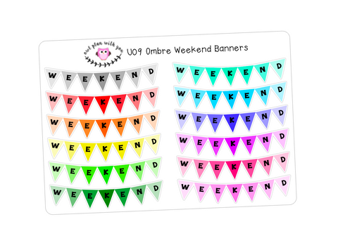 U09 || 12 Ombre Weekend Banner Stickers