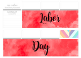 T129 || Watercolor Labor Day Full Day Stickers