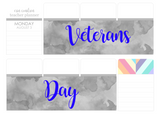T142 || Watercolor Veterans Day Full Day Stickers