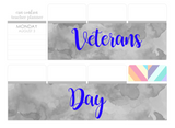 T142 || Watercolor Veterans Day Full Day Stickers