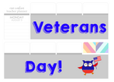 T26 || Owl Veterans Day Full Day Stickers