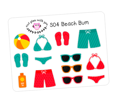 S04 || 14 Summer Swimming Stickers