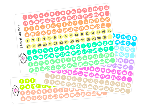 T34 || Pastel Date Dot Stickers