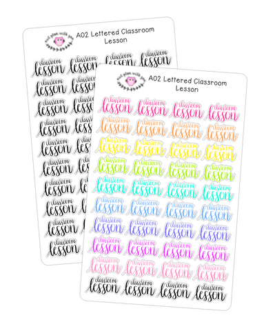 A02 || Hand-Lettered Classroom Lesson Stickers