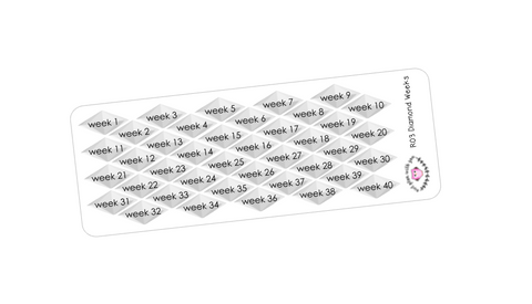 R03 || 40 Diamond Week Number Stickers