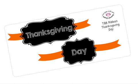 T88 || Ribbon Thanksgiving Day Full Day Stickers