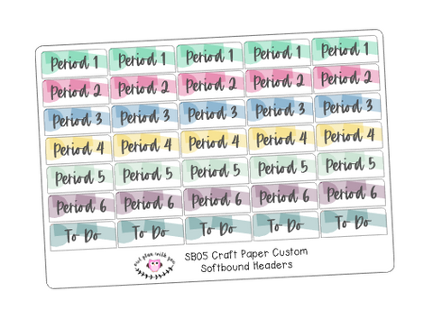SB05 || Craft Paper Softbound Teacher Planner Header Stickers