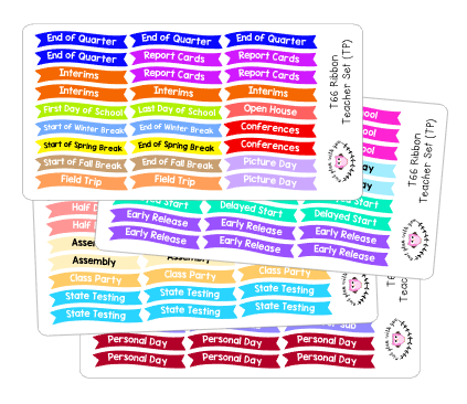 T66 || Ribbon Teacher Planner Sticker Set