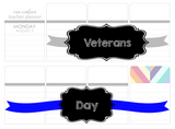 T81 || Ribbon Veterans Day Full Day Stickers