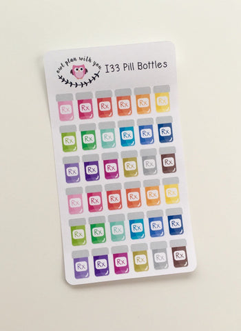 I33 || 36 Prescription Bottle Stickers