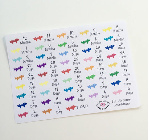 S16 || 12 Month Airplane Trip Countdown Stickers
